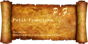 Petik Franciska névjegykártya
